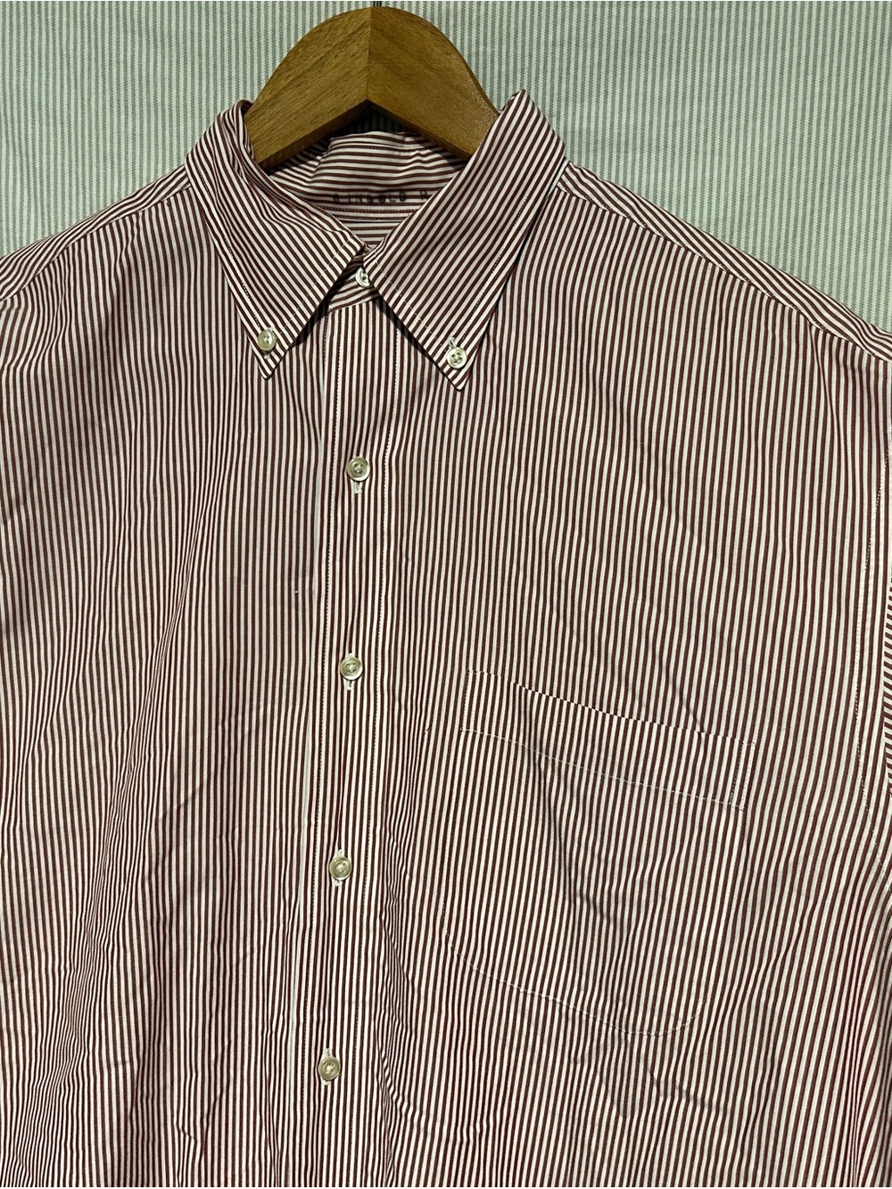 Brooks Brothers Red and White Narrow-Stripe Button-Down Shirt